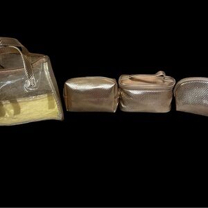 4 bags total!!Gold Transparent Cosmetics Bag